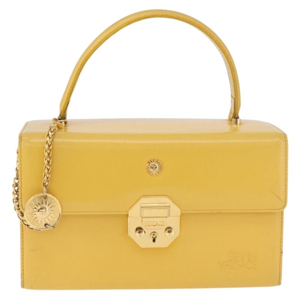 Gianni Versace Leather Vanity Handbag Yellow